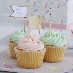 Gold Foiled Polka Dot Cupcake Sticks - Pick & Mix