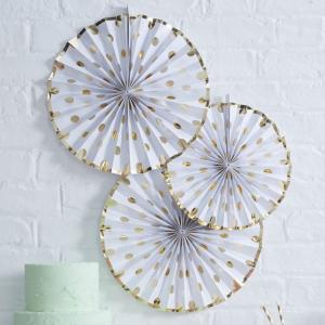 Gold Foiled Polka Dot Paper Fan Decorations - Pick & Mix