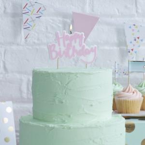 Pink Happy Birthday Candle - Pick & Mix