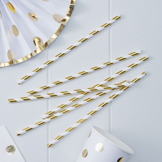 Gold Metallic Paper Straws - Pick & Mix