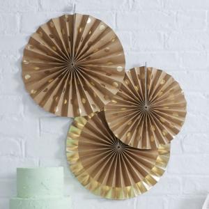 Gold Foil & Kraft Fan Decorations - Pick & Mix