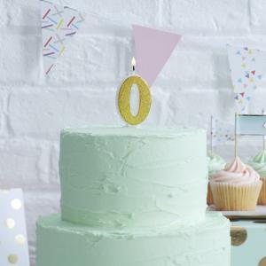 Gold Glitter 0 Number Candle - Pick & Mix