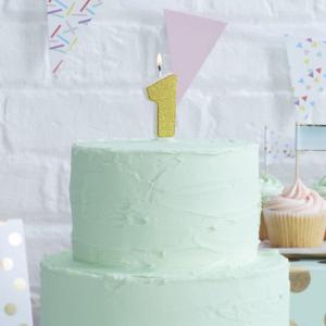 Gold Glitter 1 Number Candle - Pick & Mix