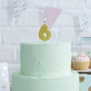 Gold Glitter 6 Number Candle - Pick & Mix