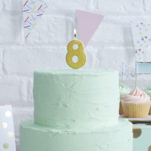 Gold Glitter 8 Number Candle - Pick & Mix