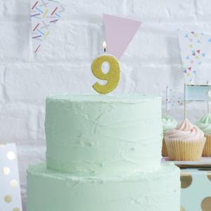 Gold Glitter 9 Number Candle - Pick & Mix