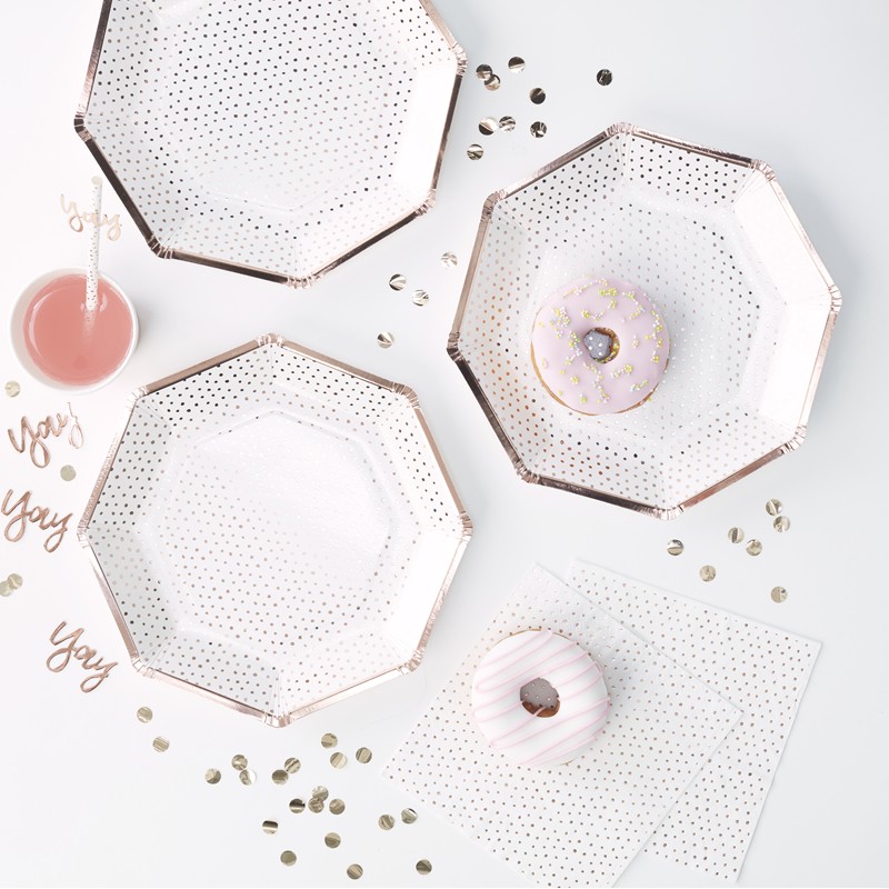 Rose Gold Foiled Spotty Paper Plate - Pick & Mix