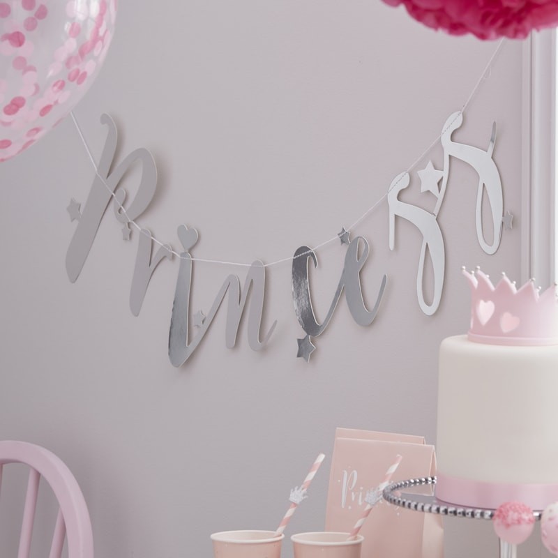 Silver Princess Backdrop Bunting Banner - Princess Perfection Party