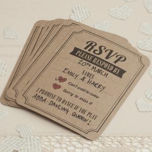 RSVP Cards in Brown Kraft - Vintage Affair