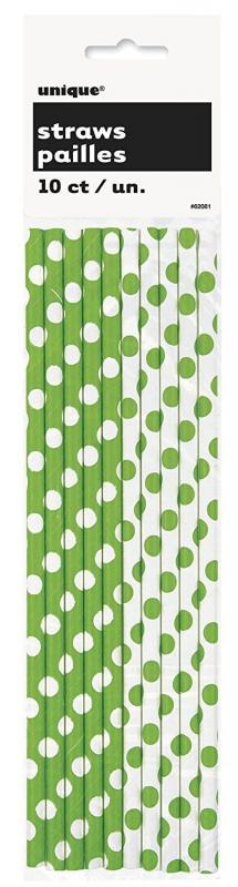 Green Polka Dot Paper Straws - grönprickiga sugrör