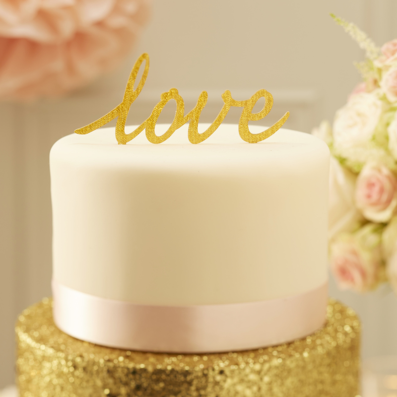 Sparkling Love Cake Topper Gold - Pastel Perfection