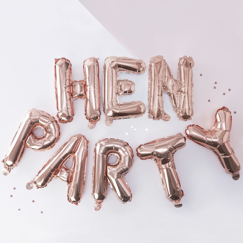 Rose Gold Hen Party Balloon Bunting - Team Bride