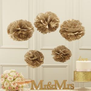 Tissue Paper Pom Poms Metallic Gold - Pastel Perfection