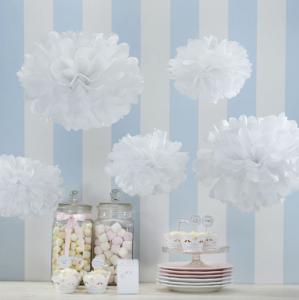 Tissue Paper Pom Poms White - Vintage Lace