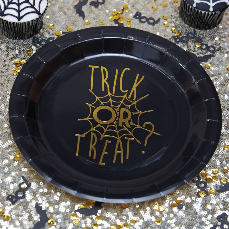 Gold Foiled Halloween Plate - Trick Or Treat