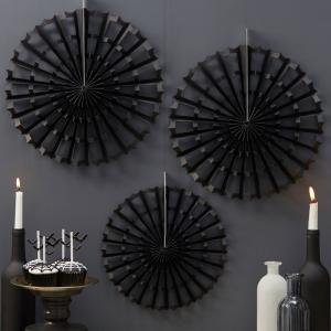 Black Halloween Spider Fan Decorations - Trick Or Treat