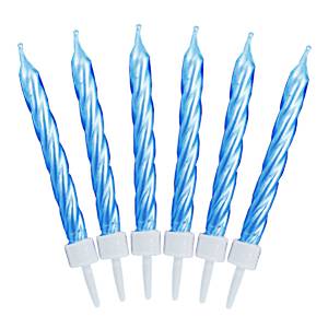 Pearl Blue Twist Candles - tårtljus