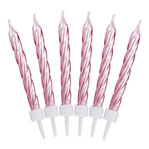 Pearl Pink Twist Candles - tårtljus