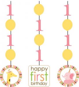 Sweet at One Birthday Girl Hanging Cutouts