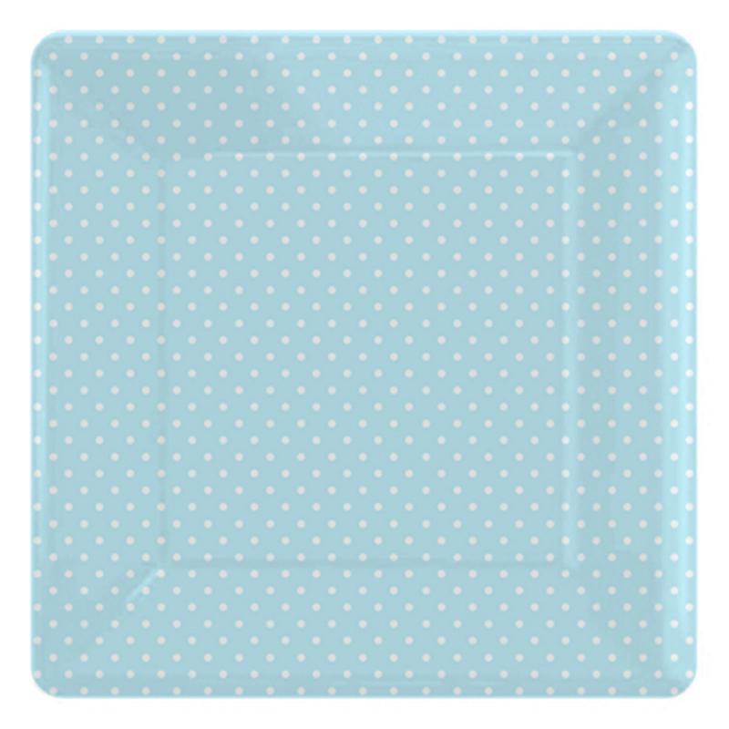 Paper Plates - Blue Polka Dot Square