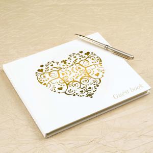 Guest Book - Vintage Romance Ivory & Gold