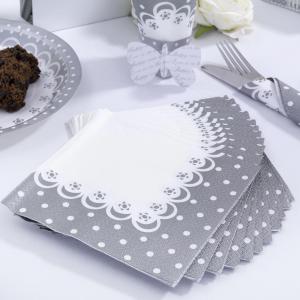Napkins - Chic Boutique White & Silver