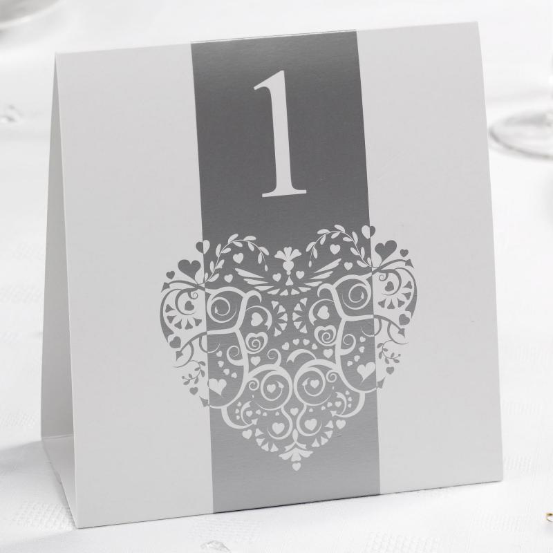 Table Numbers - Vintage Romance White & Silver