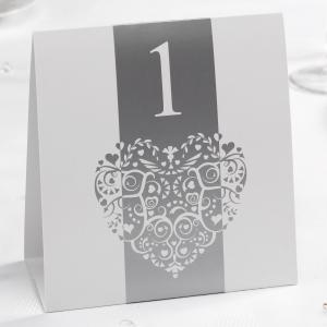 Table Numbers - Vintage Romance White & Silver