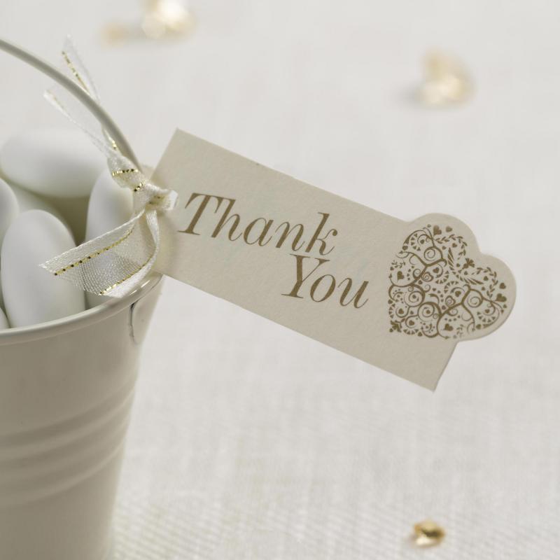 "Thank You" Luggage Tags - Vintage Romance Ivory & Gold