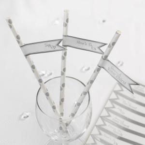 Straw Flags - Chic Boutique White & Silver