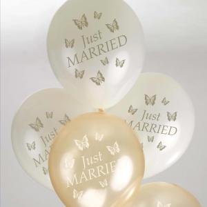 Elegant Butterfly Balloons - Ivory & Gold
