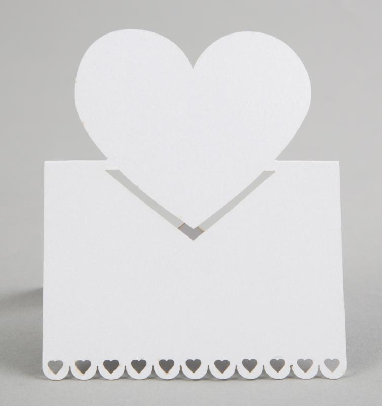 10 Pearl White Heart Place Cards - placeringskort
