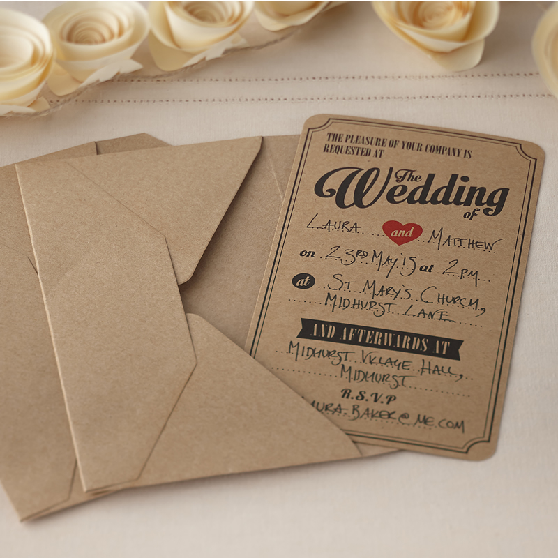 Wedding Invitations in Brown Kraft - Vintage Affair