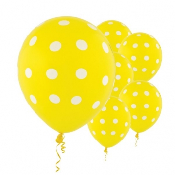 Sunflower Yellow Big Polka Dots Balloons - gula/vitprickiga ballonger