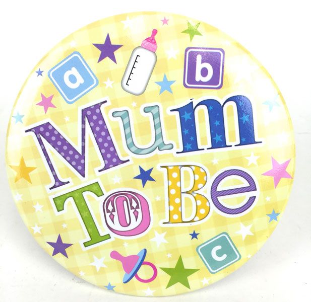 Yellow Jumbo Mum to Be Badge - megabrosch till blivande mamman