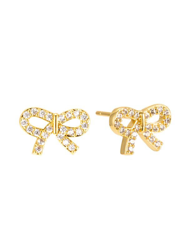 Crystal bow earring gold