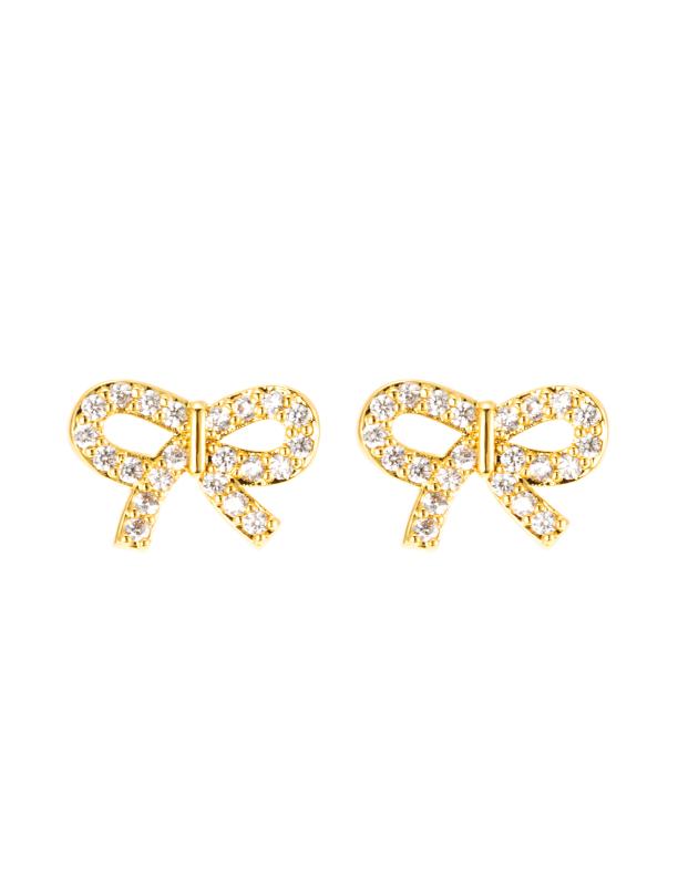 Crystal bow earring gold