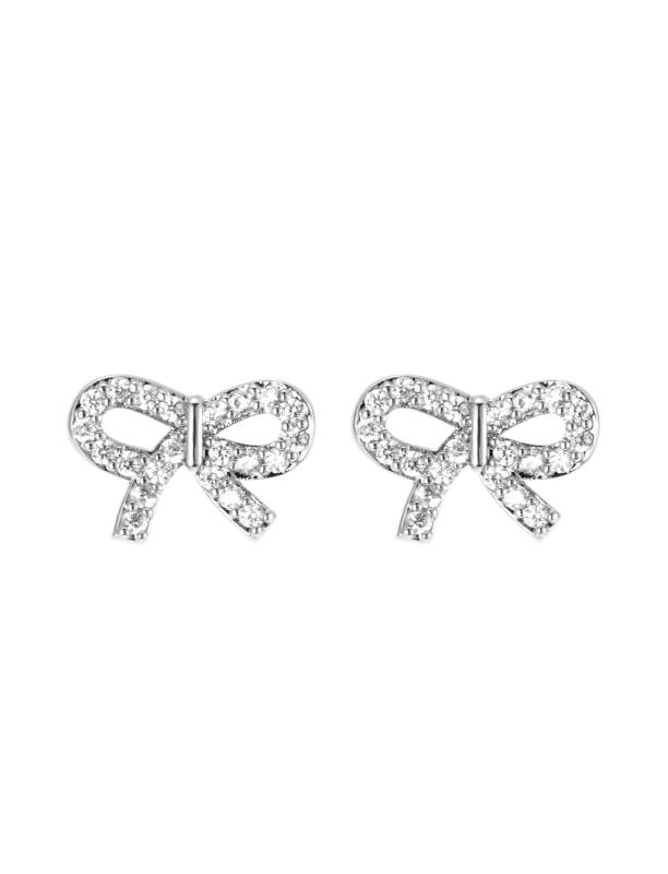 Crystal bow earring steel