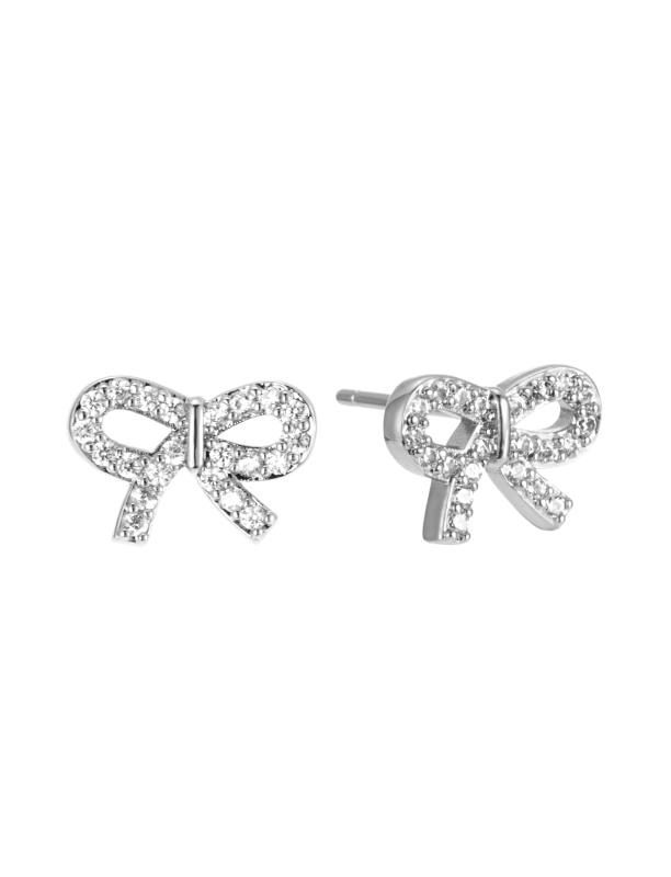 Crystal bow earring steel