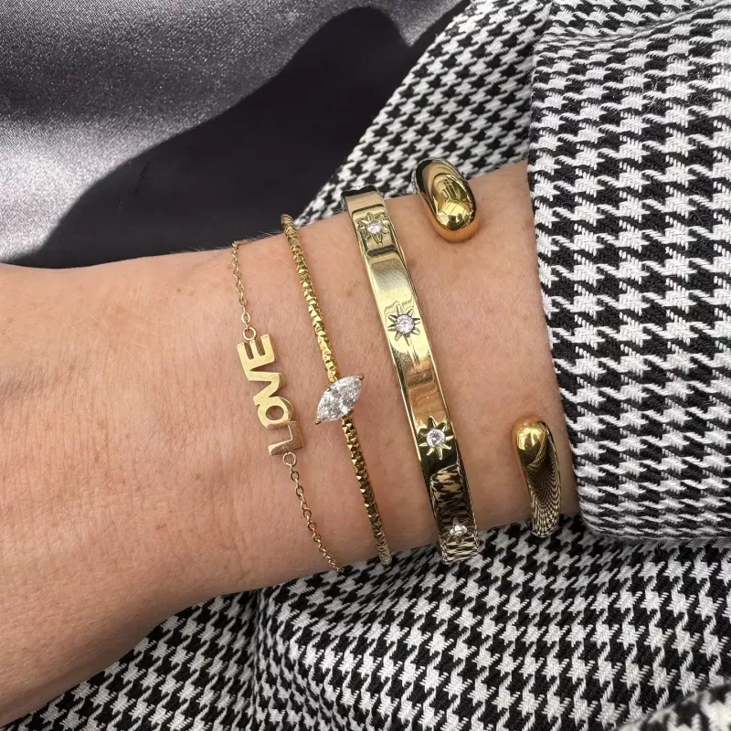 Como mini bangle crystal gold