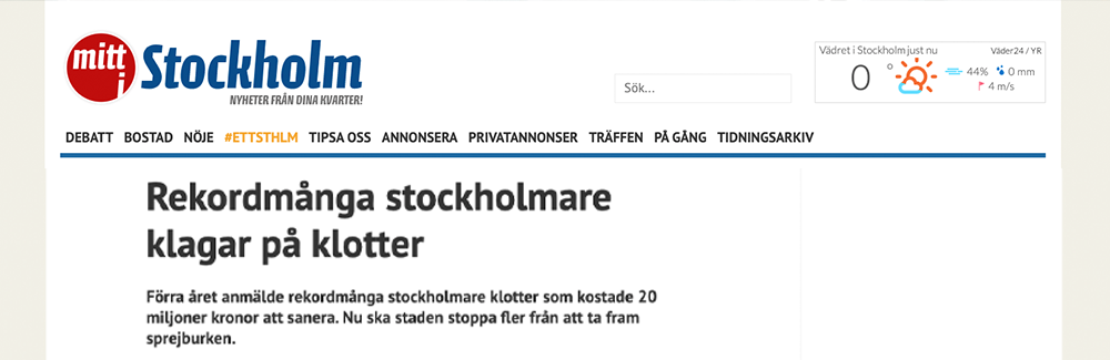 Rekordmånga klotterklagomål i Stockholm i fjol