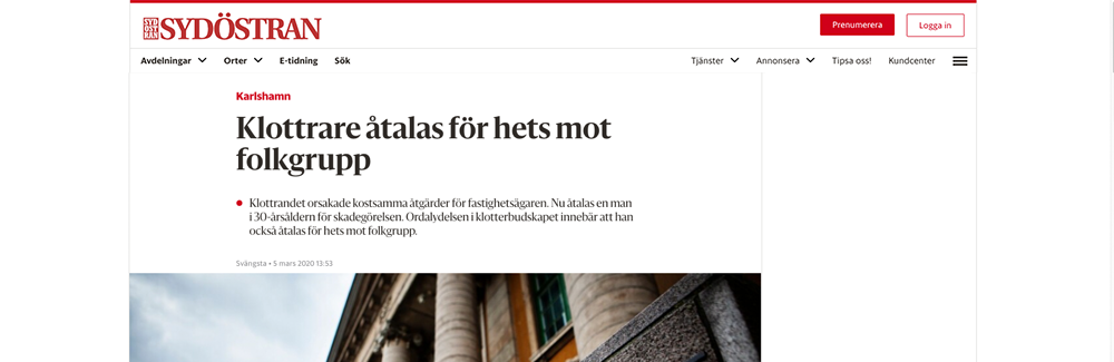 Klottrare åtalas för skadegörelse och hets mot folkgrupp