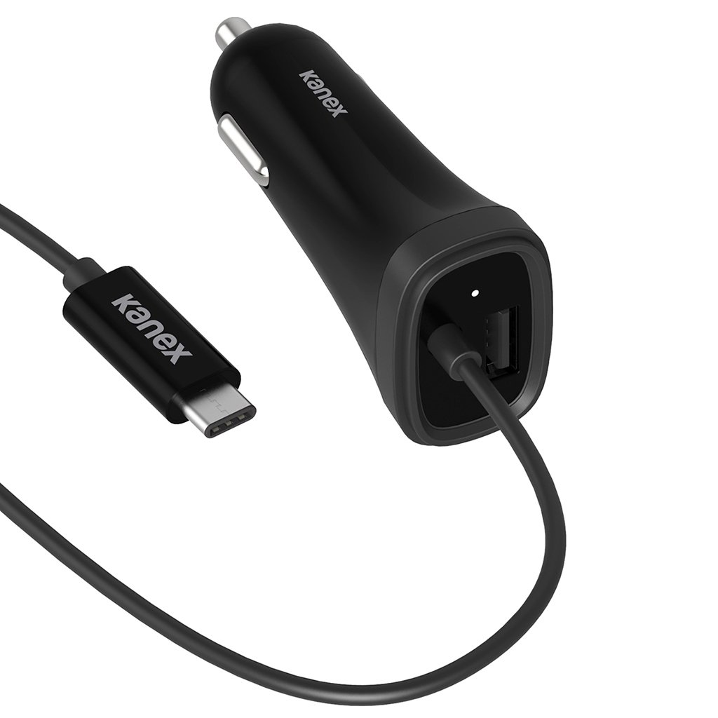 Kanex USB Type-C billaddare, 1,2 meter, svart
