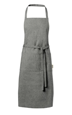 Svartmelerat förkläde med guldbrodyr