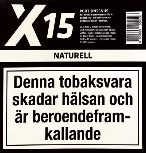 X-15 Portion Naturell 160g