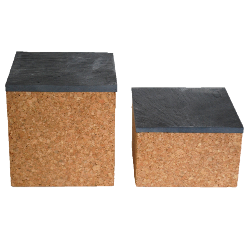 Korkbox i ljus kork, set om två