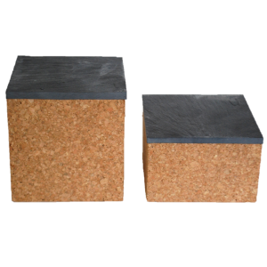 Korkbox i ljus kork, set om två