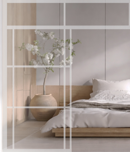 Sliding door + door + overhang white