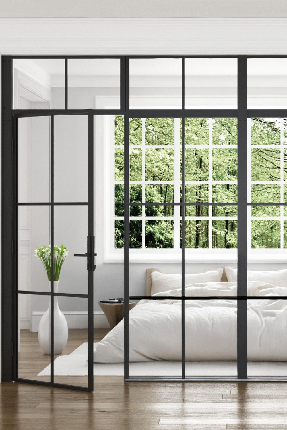 Industrivägg 2 dörrar + 1 vägg överliggare svart