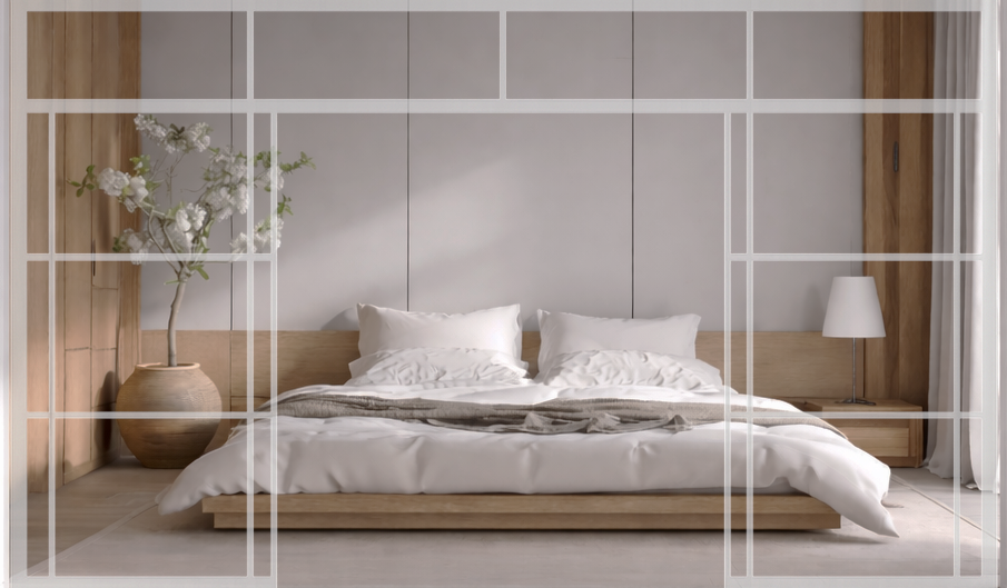 Sliding door 2 doors + 2 walls overhang white